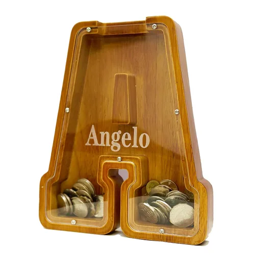 Miniatura 12 de Alcancia personalizada grande de madera con letras, alcancía para monedas, alcancía personalizada con nombre, puede ser utilizada como regalo de J
