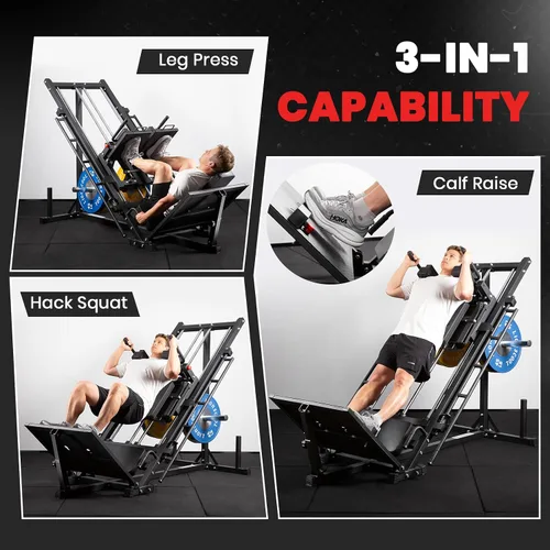 Miniatura 2 de LIONSCOOL Upgraded 3-in-1 Leg Press Hack Squat Machine with Weight Storage, Professional Adjustable Iso-Lateral Trainer with Linear Bearing for Home