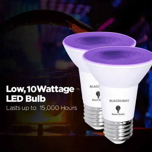 Miniatura 5 de Bluex Bombillas 4 unidades PAR20 LED de luz negra, 10 W (equivalente a 100 W) E26, nivel de foco de luz negra 385-400 nm, para pintura corporal