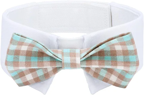 Miniatura 28 de Collar de esmoquin con moño para perro Segarty - Corbatín negro con corbata de cuello ajustable y hecha a mano en blanco para gatos y perros machos