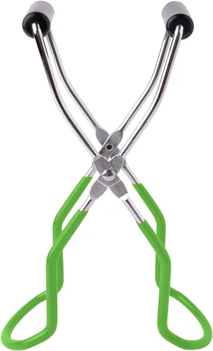 Pinzas elevadoras de tarros de acero inoxidable con mango de agarre para cocina casera (verde)