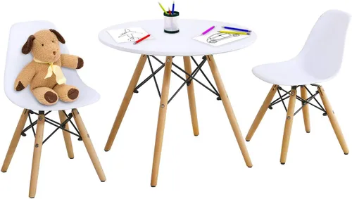 GLACER Juego de mesa y silla para niños, juego de mesa de muebles de tamaño infantil de 3 piezas para niños pequeños, juego de mesa de comedor y