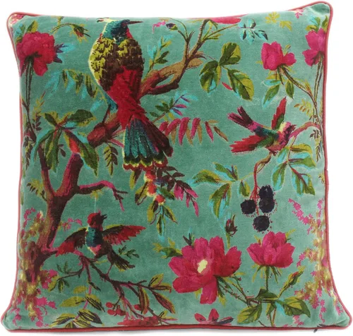 Miniatura 10 de Funda de cojín con flores de terciopelo para sofá, cojín bohemio colorido, con diseño de pájaro, estilo chic bohemio, acento indio, hecho a mano