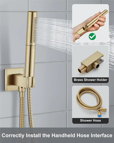Miniatura 6 de Aolemi Juego de grifo de ducha, sistema de ducha de alta presión con rociador de mano 2 en 1, combo de accesorios de montaje en pared con válvula