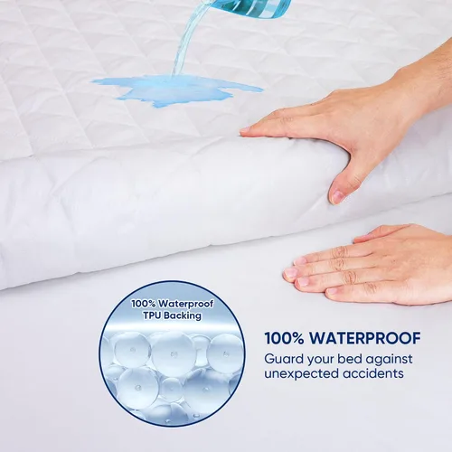 Miniatura 5 de WESLEEPER Protector de Colchón Impermeable Protector de Colchón Tamaño Completo Cubierta de Cama de Colchón Súper Suave Transpirable Lavable a Azul