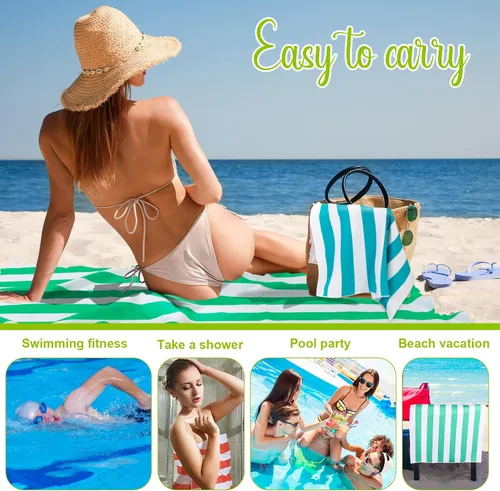 Miniatura 5 de Redbaker Paquete de 16 toallas de playa de gran tamaño de 59 x 28 pulgadas, juego de toallas de piscina extra grandes de microfibra de secado rápido