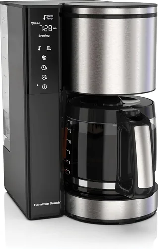 Hamilton Beach Cafetera programable de 14 tazas con medidor fácil de medir, filtro reutilizable iluminado, depósito de agua extraíble de 70 oz,