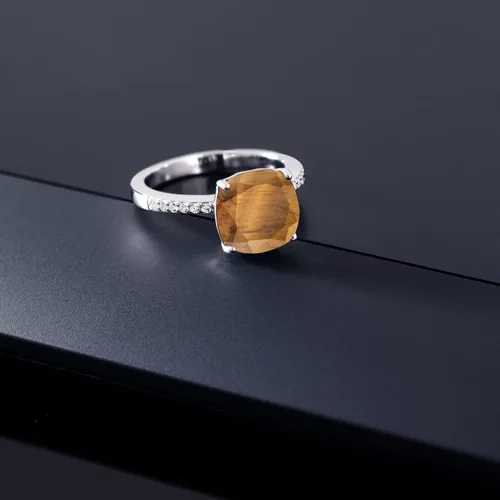 Miniatura 17 de Gem Stone King Anillo de compromiso de plata de ley 925 con piedra preciosa de corte cojín de 0.39 pulgadas Anillo de compromiso de aniversario