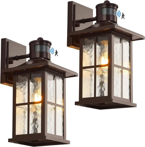 Miniatura 10 de FLEDAVID Luminarias de Pared Exteriores con Sensor de Movimiento del Anochecer al Amanecer, Farol de Porche Exterior Blanco, Iluminación de Aplique