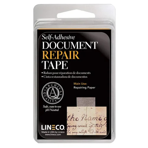 Lineco - Cinta de reparación de documentos archivísticos, repara documentos de papel, páginas de libros, mapas, fotos y obras de arte impresas.