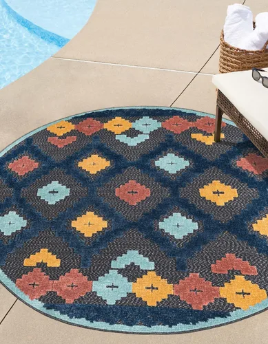 Miniatura 12 de Unique Loom Belize Outdoor Collection - Alfombra Sarstoon (2 x 8 pies, color marfil/azul claro)