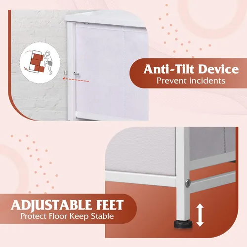 Miniatura 7 de WLIVE Cómoda de Tela para Dormitorio con 10 Cajones, Cómoda Alta con Cajones, Cómodas Blancas Muebles de Dormitorio, Unidad Organizadora de Blanco