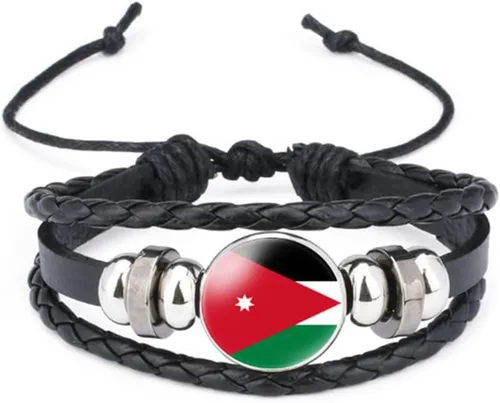 Miniatura 53 de vmcoatdu Mundial Muchas Banderas Nacionales Brazalete Retro de Aleación de Cuero para Pulsera de Cuerda Trenzada de Bandera Nacional