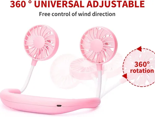 Miniatura 3 de Ventilador de cuello portátil recargable, ventilador personal manos libres, mini USB, con banda para el cuello, ventilador deportivo de 3 Paquete