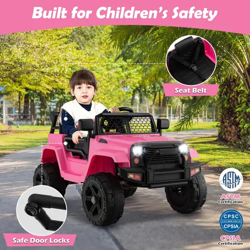 Miniatura 6 de Costzon Vehículo de camión con batería de 12 V con control remoto, suspensión de resorte, faros, música, bocina, MP3, puerto USB y auxiliar, regalo