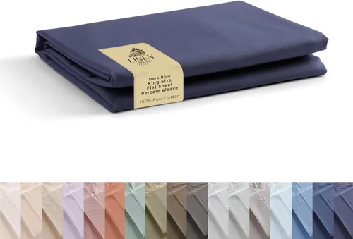 Miniatura 49 de Sábanas de 100% algodón percal, tamaño King, 1 sábana encimera, ropa de cama fresca, resistente y transpirable, crema