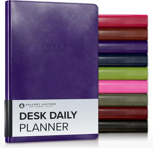 Miniatura 16 de Gallery Leather Daily Planner 2027, Elegantly Bound Daily Calendar Planner and Notebook with Stylish Gold-Gilded Page Edges, 12 Months - 2027