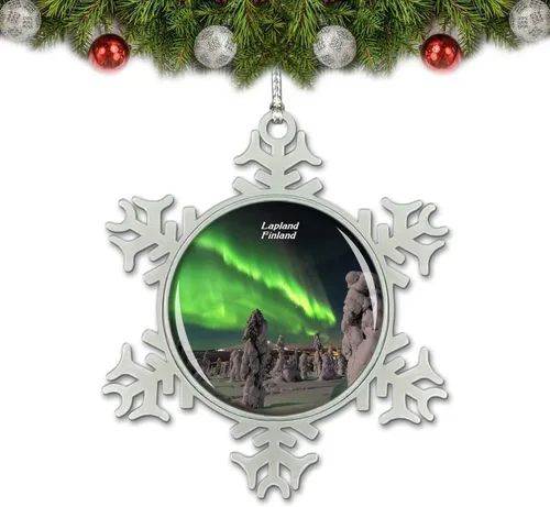 Finlandia Aurora Laponia Adorno de Navidad Decoración Árbol de Cristal Metal Recuerdo Regalo