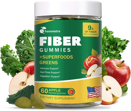 Gomitas de fibra prebiótica 13 en 1 para adultos - Suplemento de fibra para mujeres y hombres con mezcla de verduras, inulina y ACV para la