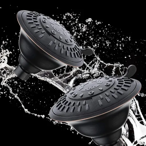 Miniatura 9 de BRIGHT SHOWERS - Cabezal de ducha de lluvia de alta presión, cabezal de ducha fijo con 5 ajustes de rociado, ángulo ajustable y boquillas Bronce