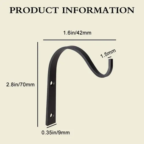 Miniatura 3 de Soporte para plantas colgantes, colgador de pared de metal para interiores y exteriores, gancho decorativo para colgar plantas, cesta de flores