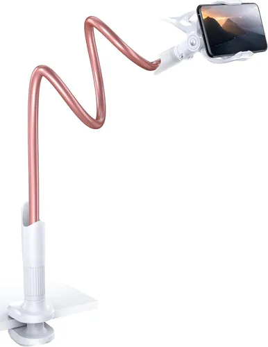 Lamicall Soporte para teléfono de cama con cuello de cisne - Clip de abrazadera para teléfono celular para escritorio, cabecera flexible de brazo