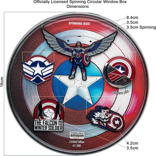 Miniatura 19 de Marvel Studios: The Falcon y The Winter Soldier - Juego de 5 pines de solapa con base de metal y esmalte con caja circular de 6.3 pulgadas