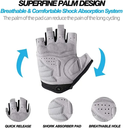 Miniatura 4 de ROCKBROS Guantes de ciclismo para hombre, guantes de bicicleta de montaña, guantes de bicicleta SBR Pad antideslizante guantes de conducción