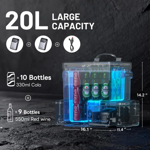Miniatura 3 de LiTHELi FrozenPack Wild - Refrigerador de coche de 12 V y enfriador eléctrico portátil, diseño de mochila de 20 L/21 cuartos de galón, refrigerador