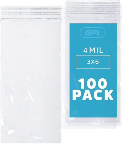Miniatura 44 de GPI - Caja de 1000 bolsas de plástico transparente con cremallera de 3 x 3 pulgadas - Bolsas de polietileno resistentes a granel de 4 mil de grosor