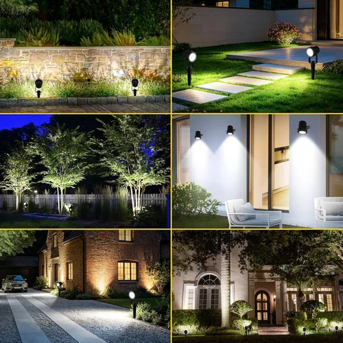 Miniatura 3 de T-SUN Focos solares al aire libre impermeables, luces de paisaje solares 2 en 1 LED para jardín, focos solares para árbol, jardín, estanque, piscina