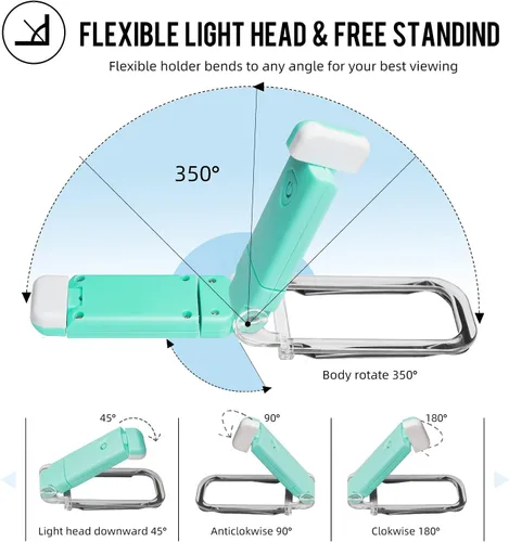 Miniatura 6 de EGWASER Luz de lectura de libros, luces LED portátiles recargables por USB con clip para leer en la cama, 3 luces ajustables regulables para 1