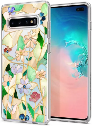 Miniatura 10 de Unov Funda para Galaxy S10, transparente con diseño, ajuste delgado, buen agarre, funda de teléfono en relieve, cubierta protectora a prueba
