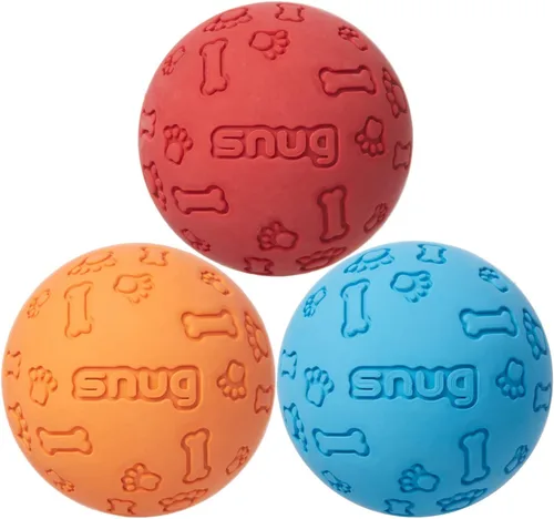 Miniatura 7 de Snug Pelotas de goma para perros pequeños y medianos, tamaño de pelota de tenis, prácticamente indestructibles (paquete de 3, clásico)