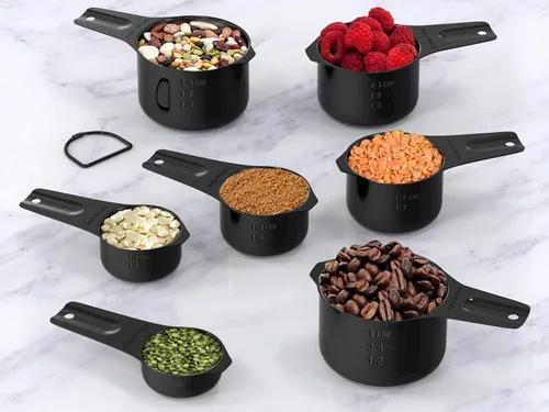 Miniatura 4 de Wildone - Juego de 21 tazas y cucharas medidoras de acero inoxidable, apilables de metal para cocinar y hornear, incluye 7 tazas, 9 cucharas y 5