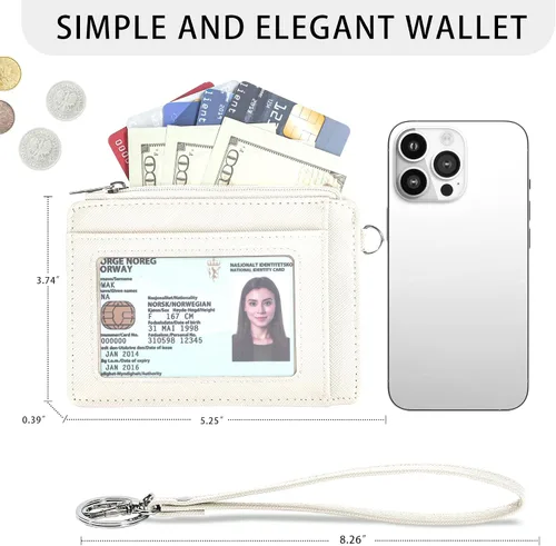Miniatura 6 de SEAVILIA Billetera pequeña para mujer, delgada, llavero, carteras RFID para tarjetas de crédito con bolsillo con cremallera, ventana