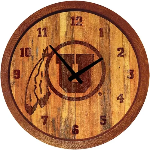 Miniatura 96 de The Fan-Brand NCAA Oklahoma Sooners: Reloj de pared con parte superior de barril de imitación para decoración de bar, decoración de fiesta