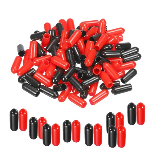 Miniatura 37 de MECCANIXITY 50 unids tapas de goma Surtido de 0.079 in PVC vinilo tornillo rosca protector para tornillo tornillo negro rojo