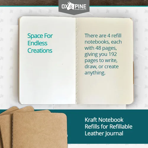 Miniatura 7 de Ox & Pine Recambios de cuaderno Kraft para diario de cuero recargable (paquete de 4) de 4 x 6 pulgadas, 5 x 7 pulgadas o 6 x 8 pulgadas