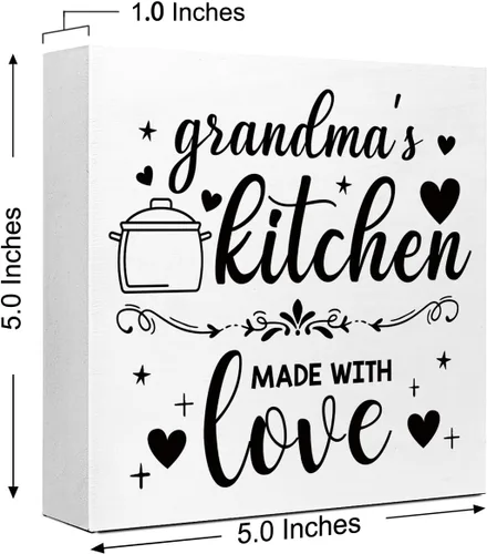 Miniatura 2 de LVQHI Letreros divertidos de madera para cocina, diseño de Kithcen de la abuela hecho con amor, caja de madera para estante de cocina, decoración