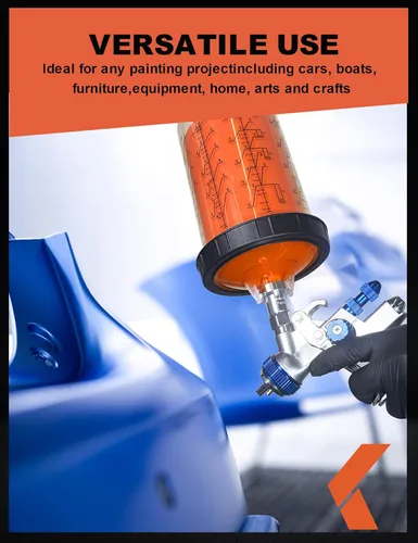 Miniatura 7 de KREFINISH Rociador de pintura desechable para mezclar vasos y sistema de tapa para pistola de pulverización HVLP, kit de pistola de pintura de coche