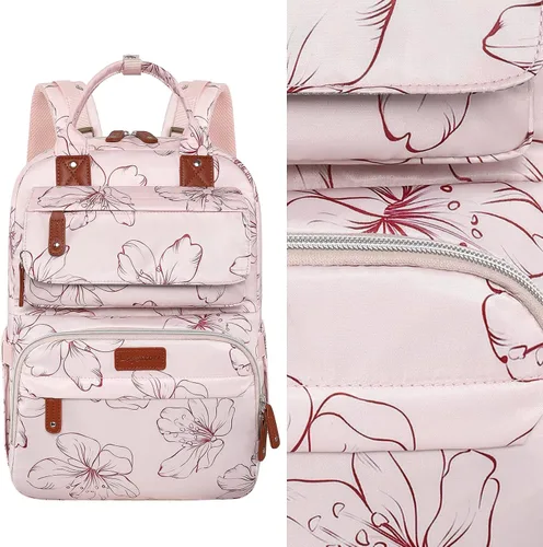 Miniatura 3 de Legestori Mochila Bolsa de Pañales, Bolsa de Pañales para Bebé Niña con Bolsillos Aislados y Correas para Cochecito, Rosa, Grande, Mochila