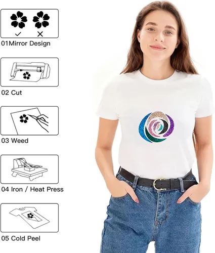 Miniatura 6 de HTVRONT - Rollo de vinilo termotransferible, 10 in x 8 ft, para diseños en camisetas, fácil de cortar y despegar, para planchar y todas las máquinas