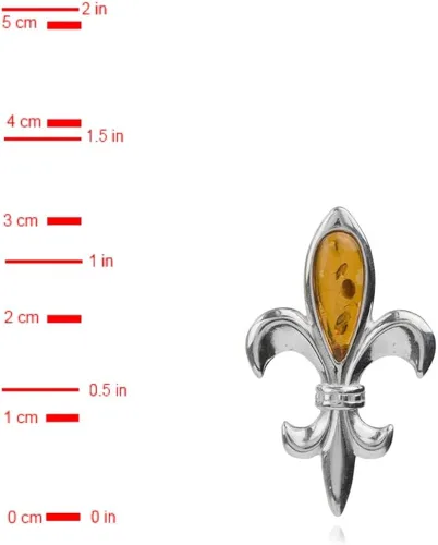 Miniatura 2 de Colgante de plata de ley ámbar flor de lis Royalty, Plata esterlina Plata, Ámbar