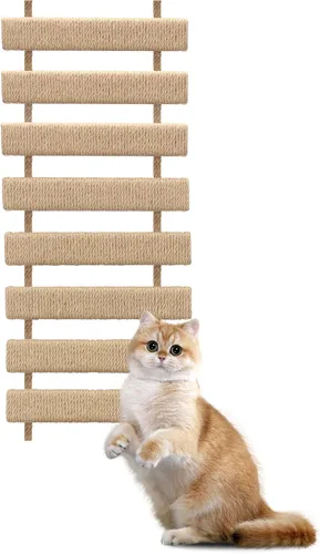 Marco de escalada para gatos, escalera para gatos, cuerda de sisal, árbol de gato, torre de uso para jaula de muebles de mascotas, juguetes (madera,