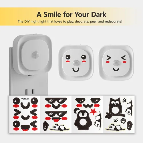Miniatura 8 de YUNLEX Paquete de 2 luces nocturnas enchufables con sensor de movimiento y sensor de atardecer a amanecer, 3 modos de sensor, luces nocturnas azules