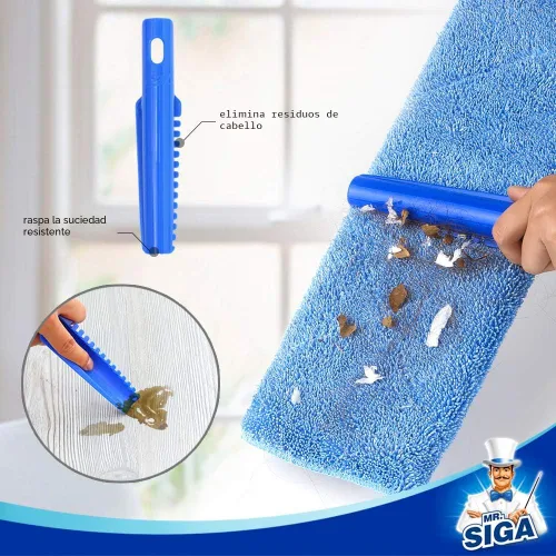 Miniatura 6 de MR.SIGA Trapeador profesional de microfibra para limpieza de pisos de madera dura, laminado y azulejos, mango telescópico de acero inoxidable