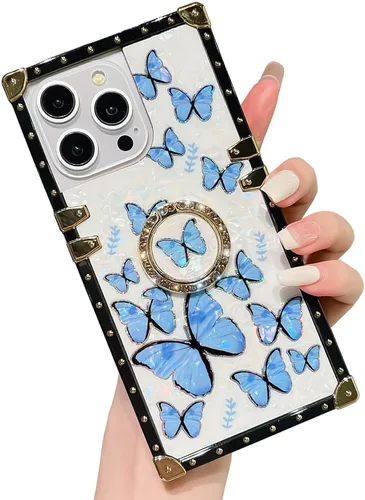 Miniatura 14 de Bonita funda compatible con Samsung Galaxy S22 Ultra, soporte plegable de lujo con diseño de mariposa brillante para mujeres y niñas, funda Blanco