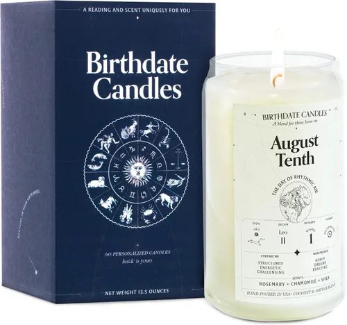 Miniatura 319 de Velas con fecha de nacimiento, 28 de octubre, velas perfumadas del zodiaco de Escorpio, regalo de cumpleaños, aroma a bergamota, canela y caoba