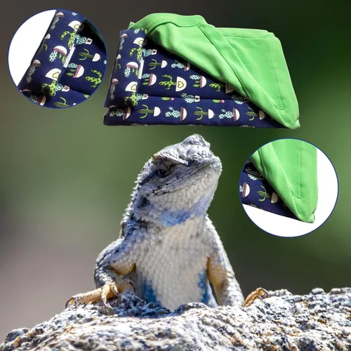Miniatura 2 de Cama de dragón barbudo con almohada, saco de dormir de lagarto, manta suave y cálida, terrarios accesorios para reptil, lagarto y dragón barbudo Azul